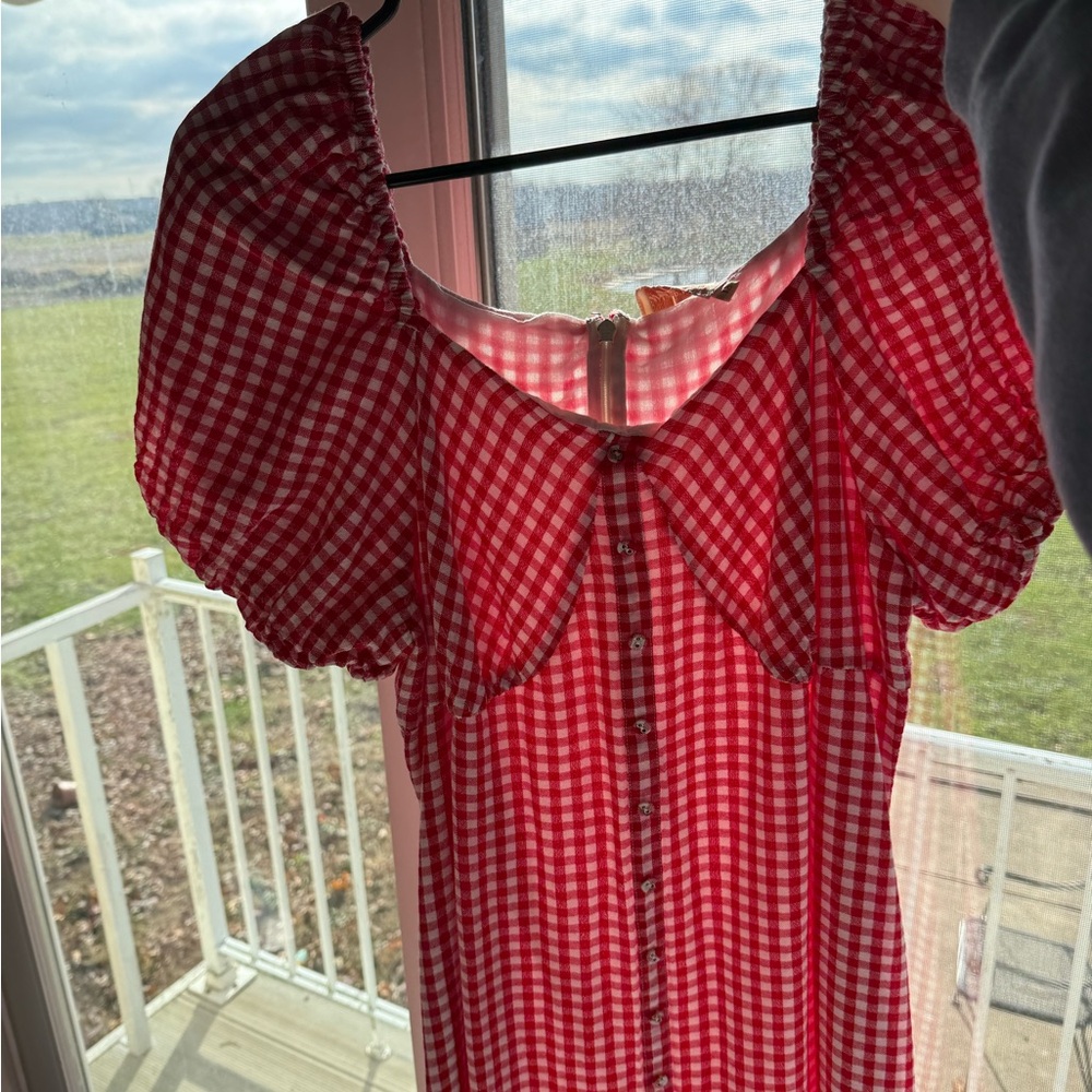 Ivy City Co Red Checkered Dress